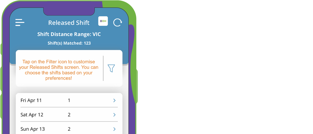 Preview of Entire OnHire's shift system where Australian staffing agencies can automatically release shifts to prequalified members for instant acceptance, with optional push notifications sent.