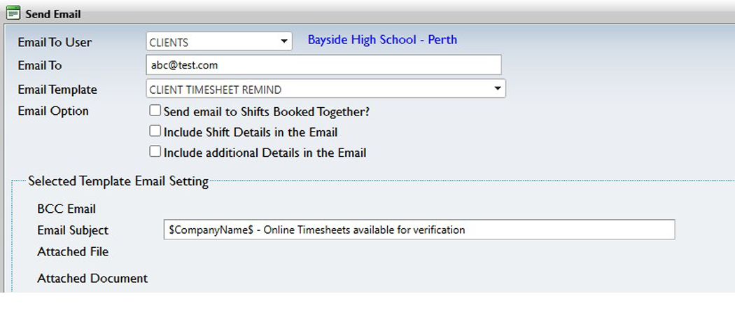 Automated Timesheet Reminders - Entire OnHire Preview of Entire OnHire's setup for automated email reminders for members who haven't submitted timesheets and client alerts for when an invoice is approved or a dispute is raised.