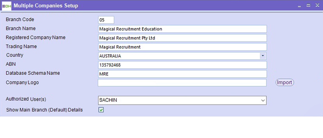 Preview of Entire OnHire's invoicing software for Australian staffing agencies that allows for operation and invoicing under multiple ABNs or manage several branded division.